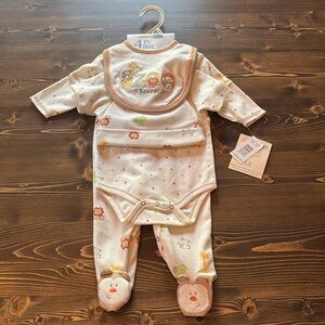 Adorable Cream Baby One Piece Set with Hat